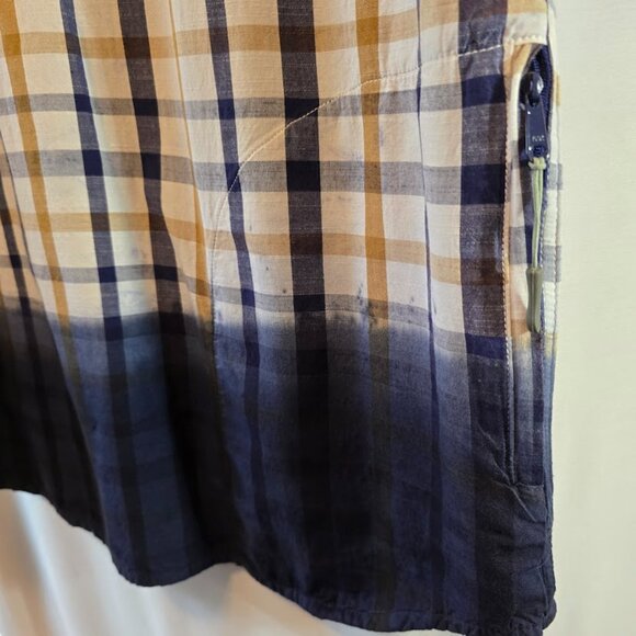 GRAMICCI ORIGINAL FREEDOM BUTTON SHIRT PLAID DIP DYED BOTTOM MENS LARGE - Picture 8 of 13